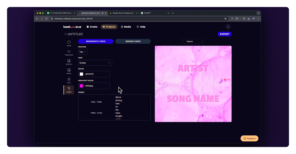 lyric video generator